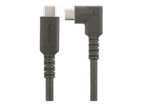 StarTech.com 1.6ft (50cm) Rugged Right Angle USB-C Cable, USB 3.2 Gen 2 (10 Gbps), USB C to C Data Transfer Cable, 4K 60Hz DP Alt Mode, 100W Power Delivery - 90 Degree USB-C Cable (RUSB31CC50CMBR) - USB-kabel - 24 pin USB-C (han) lige til 24 pin USB-C (han) højrevinklet - USB 3.2 Gen 2 - 50 cm - robust, 4K60 Hz support - sort RUSB31CC50CMBR