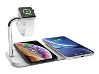 ZENS Dual+Watch Aluminium Wireless Charger - Trådløs opladningsmåtte + AC-strømadapter - 20 Watt - Apple Fast Charge, FC - hvid - for Apple Watch ZEDC05W/00