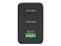 PORT Connect - Strømforsyningsadapter - GaN-teknologi - 65 Watt - 3.25 A - PD, PD 3.0, QC 3.0 - 2 output-stikforbindelser (USB Type A, 24 pin USB-C) - Europa 900106-EU