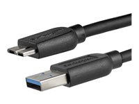 StarTech.com 2m 6ft Slim USB 3.0 A to Micro B Cable M/M - Mobile Charge Sync USB 3.0 Micro B Cable for Smartphones and Tablets (USB3AUB2MS) - USB-kabel - Micro-USB Type B (han) til USB Type A (han) - USB 3.0 - 2 m - formet - sort - for P/N: BNDTBUSB3142, HBS304A24A, PEXUS313AC2V, PEXUSB311A1E, PEXUSB314A2V2, S251BMU3FP USB3AUB2MS