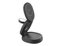 Belkin BoostCharge - Trådløs opladningsstander - 3-in-1, magnetic, compact + AC-strømadapter - 15 Watt - sort WIZ034KQBK
