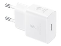 Samsung EP-T2510X - Strømforsyningsadapter - med datakabel - 25 Watt - 3 A - PD 3.0, PD/PPS, SFC (24 pin USB-C) - på kabel: USB-C - hvid EP-T2510XWEGEU