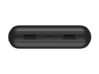 Belkin BoostCharge - Powerbank - 20000 mAh - 15 Watt - 3 A - 3 output-stikforbindelser (24 pin USB-C, 2 x USB) - på kabel: USB-C - sort BPB012BTBK
