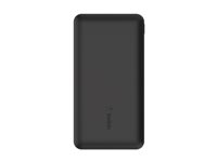 Belkin BoostCharge - Powerbank - 10000 mAh - 15 Watt - 3 output-stikforbindelser (24 pin USB-C, 2 x USB) - sort BPB011BTBK