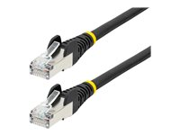 StarTech.com 1m CAT6a Ethernet Cable - Black - Low Smoke Zero Halogen (LSZH) - 10GbE 500MHz 100W PoE++ Snagless RJ-45 w/Strain Reliefs S/FTP Network Patch Cord - Patchkabel - RJ-45 (han) til RJ-45 (han) - 1 m - S/FTP - CAT 6a - IEEE 802.3bt - knastfri, strenget, formet, halogenfri - sort NLBK-1M-CAT6A-PATCH