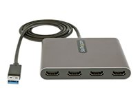 StarTech.com USB 3.0 to 4 HDMI Adapter, External Video & Graphics Card, USB Type-A to Quad HDMI Monitor Display Adapter Dongle, 1080p 60Hz, USB 3.0 to HDMI Adapter/Video Converter, Windows - Multi Monitor Adapter - Adapterkabel - USB Type A han til HDMI hun - 1 m - space grey - 1080p support 60 Hz USB32HD4