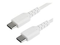 StarTech.com 2m USB C Charging Cable, Durable Fast Charge & Sync USB 2.0 Type C to USB C Laptop Charger Cord, TPE Jacket Aramid Fiber M/M 60W White, Samsung S10, S20 iPad Pro MS Surface - Heavy Duty and Rugged - USB-kabel - 24 pin USB-C (han) lige til 24 pin USB-C (han) lige - Thunderbolt 3 / USB 2.0 - 2 m - hvid RUSB2CC2MW