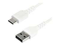 StarTech.com 2m USB A to USB C Charging Cable, Durable Fast Charge & Sync USB 2.0 to USB Type C Data Cord, Rugged TPE Jacket Aramid Fiber M/M 3A White, Samsung S10, S20, iPad Pro, Pixel - Heavy Duty and Rugged - USB-kabel - USB (han) lige til 24 pin USB-C (han) lige - Thunderbolt 3 / USB 2.0 - 2 m - hvid RUSB2AC2MW