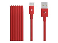 Beats - USB-kabel - USB (han) til 24 pin USB-C (han) - USB 2.0 - 1.5 m - flettet kabel, reinforced design, USB Fast Charge (15W) - rapid red MFEJ4ZM/A