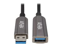 Eaton Tripp Lite Series USB-A 3.2 Gen 1 CL3-Rated Fiber Active Optical Cable (AOC) - Extension/Repeater, A/A M/F, Black, 10 m - USB-forlængerkabel - USB Type A (han) til USB Type A, Micro-USB Type B (hun) - USB 3.2 Gen 1 - 10 m - Active Optical Cable (AOC) - sort, lysegrå U330F-10M-G1