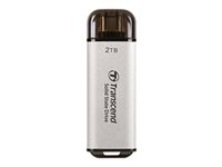 Transcend ESD300S - SSD - 1 TB - ekstern (bærbar) - USB 3.2 Gen 2x1 (USB-C stikforbindelse) - sølv TS1TESD300S