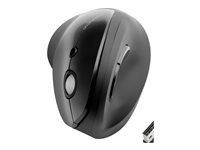 Kensington Pro Fit Ergo Vertical Wireless Mouse - Lodret mus - ergonomisk - højrehåndet - 6 knapper - trådløs - 2.4 GHz - trådløs modtager (USB) - sort K75501EU