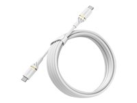 OtterBox Standard - USB-kabel - 24 pin USB-C (han) til 24 pin USB-C (han) - USB 2.0 - 3 A - 3 m - Power Delivery support - støvsky-hvid 78-52674
