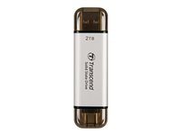 Transcend ESD310 - SSD - 1 TB - ekstern (bærbar) - USB 3.2 Gen 2x1 (USB-C stikforbindelse) - sølv TS1TESD310S