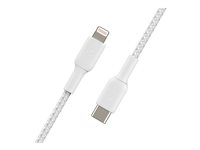 Belkin BoostCharge - Lightning-kabel - 24 pin USB-C han til Lightning han - 1 m - hvid - USB Power Delivery (18 W) CAA004BT1MWH