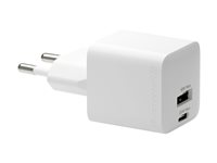 dbramante1928 re-charge - Strømforsyningsadapter - 25 Watt - 2 output-stikforbindelser (24 pin USB-C, USB) - hvid - Europa CH18EUWH7095