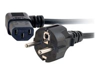 C2G Universal Power Cord - Strømkabel - power CEE 7/7 (han) til power IEC 60320 C13 - 2 m - 90° stikforbindelse, formet - sort - Europa 88534