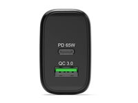 PORT Connect - Strømforsyningsadapter - GaN - 65 Watt - 3.25 A - PD, QC 3.0 - 2 output-stikforbindelser (USB Type A, 24 pin USB-C) - Europa 902104EU