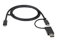 StarTech.com 3ft (1m) USB C Cable w/ USB-A Adapter Dongle, Hybrid 2-in-1 USB C Cable w/ USB-A | USB-C to USB-C (10Gbps/100W PD), USB-A to USB-C (5Gbps), USB-A Host to USB-C DisplayLink Dock - Ideal for Hybrid Dock (USBCCADP) - USB-kabel - 24 pin USB-C (han) til 24 pin USB-C (han) - 1 m - USB Power Delivery (100 W) - for P/N: DKM30CHDPD, DKM30CHDPDUE USBCCADP