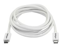 StarTech.com 6.6ft (2m) Thunderbolt 3 Cable, 20Gbps, 100W PD, 4K Video, Thunderbolt-Certified, Compatible w/ TB4/USB 3.2/DisplayPort - Thunderbolt kabel - 24 pin USB-C (han) til 24 pin USB-C (han) - USB 3.1 Gen 2 / Thunderbolt 3 / DisplayPort 1.2 - 2 m - 4K support - hvid - for P/N: CDP2HDUACP, CDP2HDUACPW TBLT3MM2MW