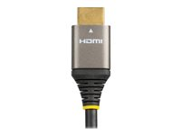 StarTech.com 10ft (3m) Premium Certified HDMI 2.0 Cable with Ethernet, High Speed Ultra HD 4K 60Hz HDMI Cable HDR10, ARC, HDMI Cord For Ultra HD Monitors, TVs, Displays, w/ TPE Jacket - Durable HDMI Video Cable (HDMMV3M) - Premium High Speed - HDMI-kabel med Ethernet - HDMI han til HDMI han - 3 m - afskærmet - grå, sort - passivt, 4K60 Hz (3840 x 2160) support HDMMV3M