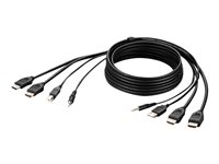Belkin Secure KVM Combo Cable - Video / USB / lydkabel - TAA-kompatibel - USB, ministik, HDMI (han) til USB Type B, ministik, HDMI (han) - 3.05 m - passivt, 4K support - sort F1DN2CCBL-HH10T
