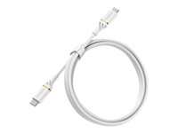 OtterBox Standard - USB-kabel - 24 pin USB-C (han) til 24 pin USB-C (han) - USB 2.0 - 3 A - 1 m - Power Delivery support - støvsky-hvid 78-52672
