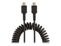 StarTech.com 20in (50cm) USB C Charging Cable, Coiled Heavy Duty Fast Charge & Sync USB-C Cable, High Quality USB 2.0 Type-C Cable, Rugged Aramid Fiber, TPE, 3A, S20, iPad, Pixel - Durable Male to Male USB, Black - USB-kabel - 24 pin USB-C (han) til 24 pin USB-C (han) - USB 2.0 - 3 A - 50 cm - snoet - sort R2CCC-50C-USB-CABLE