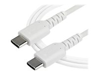 StarTech.com 1m USB C Charging Cable, Durable Fast Charge & Sync USB 2.0 Type C to USB C Laptop Charger Cord, TPE Jacket Aramid Fiber M/M 60W White, Samsung S10, S20 iPad Pro MS Surface - Heavy Duty and Rugged - USB-kabel - 24 pin USB-C (han) lige til 24 pin USB-C (han) lige - Thunderbolt 3 / USB 2.0 - 1 m - hvid RUSB2CC1MW