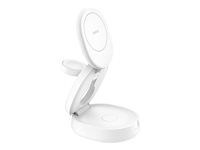 Belkin BoostCharge - Trådløs opladningsstander - 3-in-1, magnetic, compact + AC-strømadapter - 15 Watt - hvid WIZ034KQWH