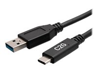 C2G 6in USB-C to USB-A SuperSpeed USB 5Gbps Cable M/M - USB-kabel - USB Type A (han) til 24 pin USB-C (han) - USB 3.2 Gen 1 - 30 V - 3 A - 15 cm - formet - sort C2G28874