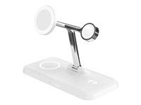 Targus HyperJuice Next - Trådløs opladningsstander - 4-i-1 + AC-strømadapter - 15 Watt - 3 A - Fast Charge - 4 output-stikforbindelser - hvid HJ3004WHGL