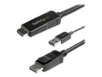 StarTech.com 2m (6ft) HDMI to DisplayPort Cable 4K 30Hz, Active HDMI 1.4 to DP 1.2 Adapter Converter Cable with Audio, USB Powered, Mac & Windows, HDMI Laptop to DP Monitor, Male/Male - Built-In USB Cable - Videokabel - HDMI, USB (kun strøm) han til DisplayPort han - 2 m - sort - 4K support, aktiv HD2DPMM2M