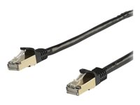 StarTech.com 5m CAT6A Ethernet Cable, 10 Gigabit Shielded Snagless RJ45 100W PoE Patch Cord, CAT 6A 10GbE STP Network Cable w/Strain Relief, Black, Fluke Tested/UL Certified Wiring/TIA - Category 6A - 26AWG (6ASPAT5MBK) - Patchkabel - RJ-45 (han) til RJ-45 (han) - 5 m - STP - CAT 6a - formet, knastfri - sort 6ASPAT5MBK