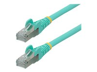 StarTech.com 10m CAT6a Ethernet Cable - Aqua - Low Smoke Zero Halogen (LSZH) - 10GbE 500MHz 100W PoE++ Snagless RJ-45 w/Strain Reliefs S/FTP Network Patch Cord - Patchkabel - RJ-45 (han) til RJ-45 (han) - 10 m - S/FTP - CAT 6a - IEEE 802.3bt - knastfri, strenget, formet, halogenfri - akvamarin NLAQ-10M-CAT6A-PATCH
