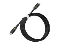 OtterBox Standard - USB-kabel - 24 pin USB-C (han) til 24 pin USB-C (han) - USB 2.0 - 3 A - 3 m - Power Delivery support - sort flimmer 78-52671