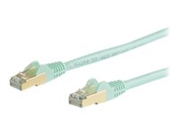 StarTech.com 5m CAT6A Ethernet Cable, 10 Gigabit Shielded Snagless RJ45 100W PoE Patch Cord, CAT 6A 10GbE STP Network Cable w/Strain Relief, Aqua, Fluke Tested/UL Certified Wiring/TIA - Category 6A - 26AWG (6ASPAT5MAQ) - Patchkabel - RJ-45 (han) til RJ-45 (han) - 5 m - STP - CAT 6a - formet, knastfri - akvamarin 6ASPAT5MAQ